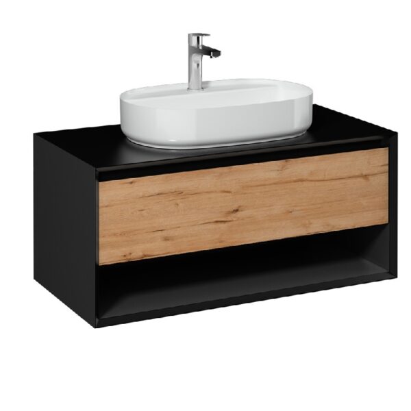 MEUBLE SALLE DE BAIN LUCA 100 CM NOIR/CHENE